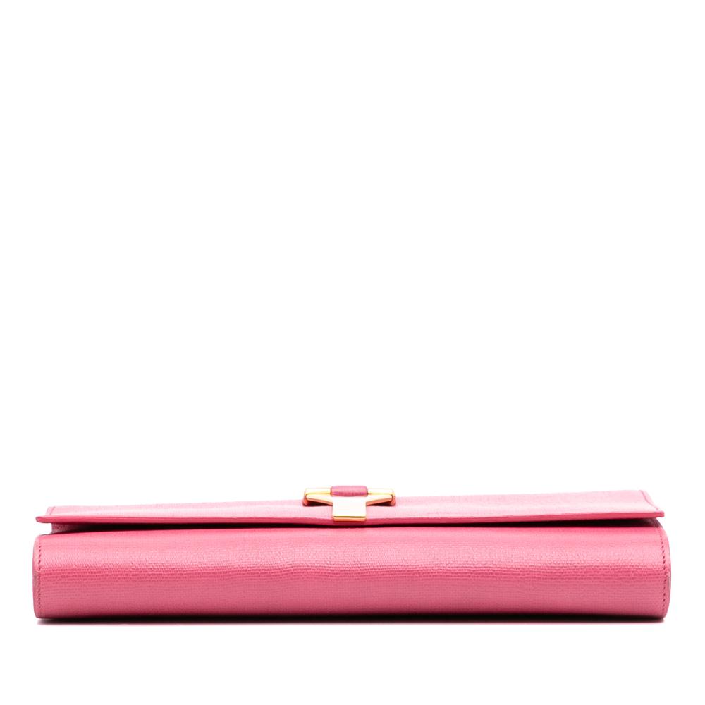 Saint Laurent B Saint Laurent Pink Calf Leather Textured skin Chyc Ligne Clutch Italy