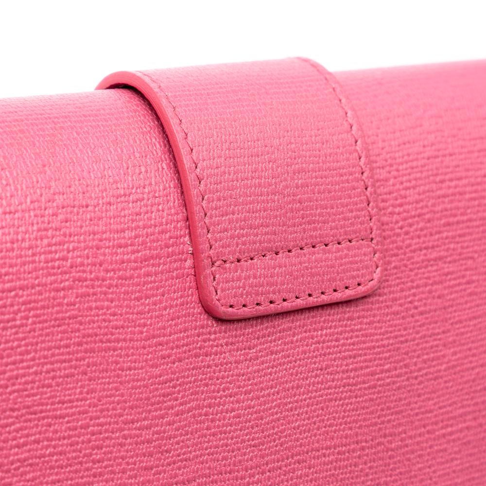 Saint Laurent B Saint Laurent Pink Calf Leather Textured skin Chyc Ligne Clutch Italy