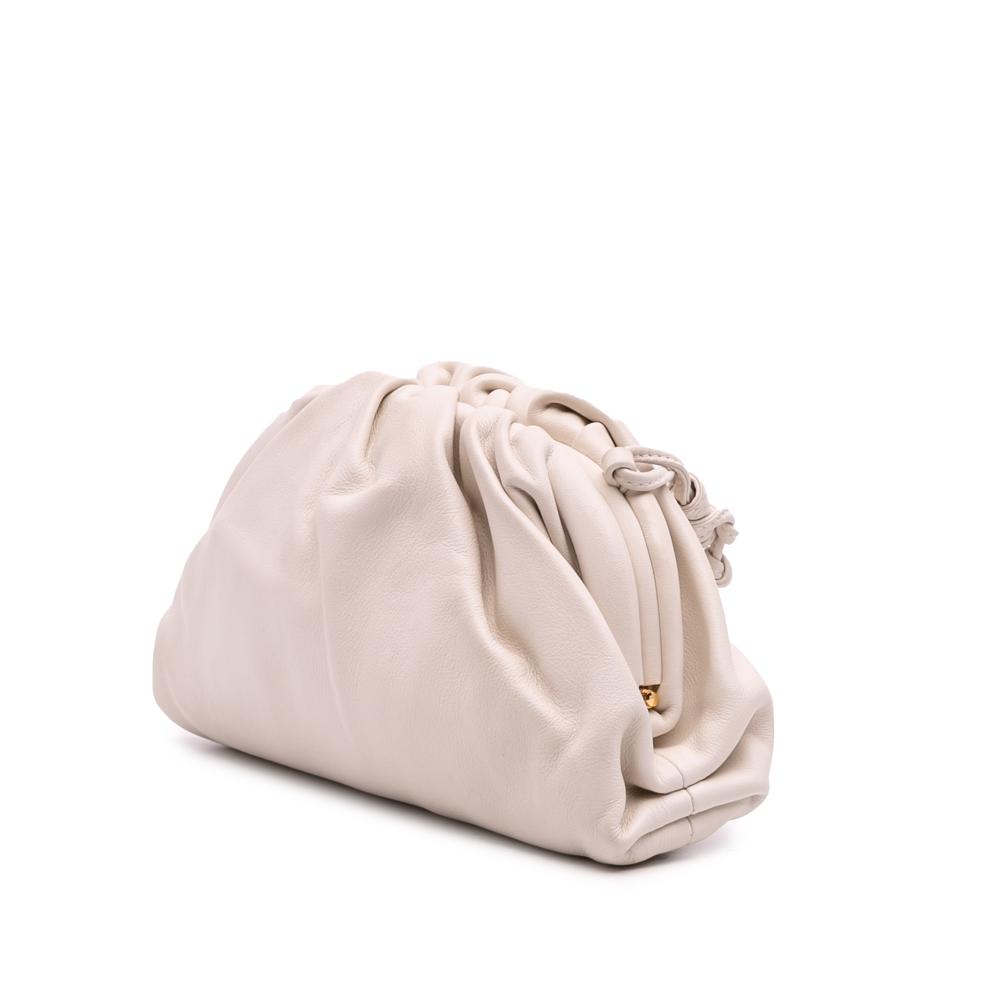 Bottega Veneta AB Bottega Veneta White Ivory Lambskin Leather Leather Lambskin The Mini Pouch Crossbody Italy