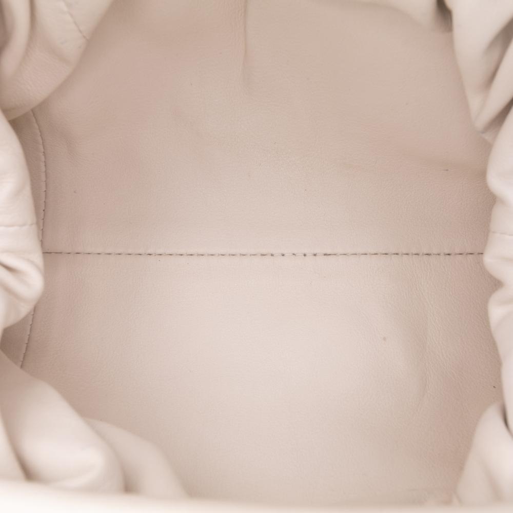 Bottega Veneta AB Bottega Veneta White Ivory Lambskin Leather Leather Lambskin The Mini Pouch Crossbody Italy