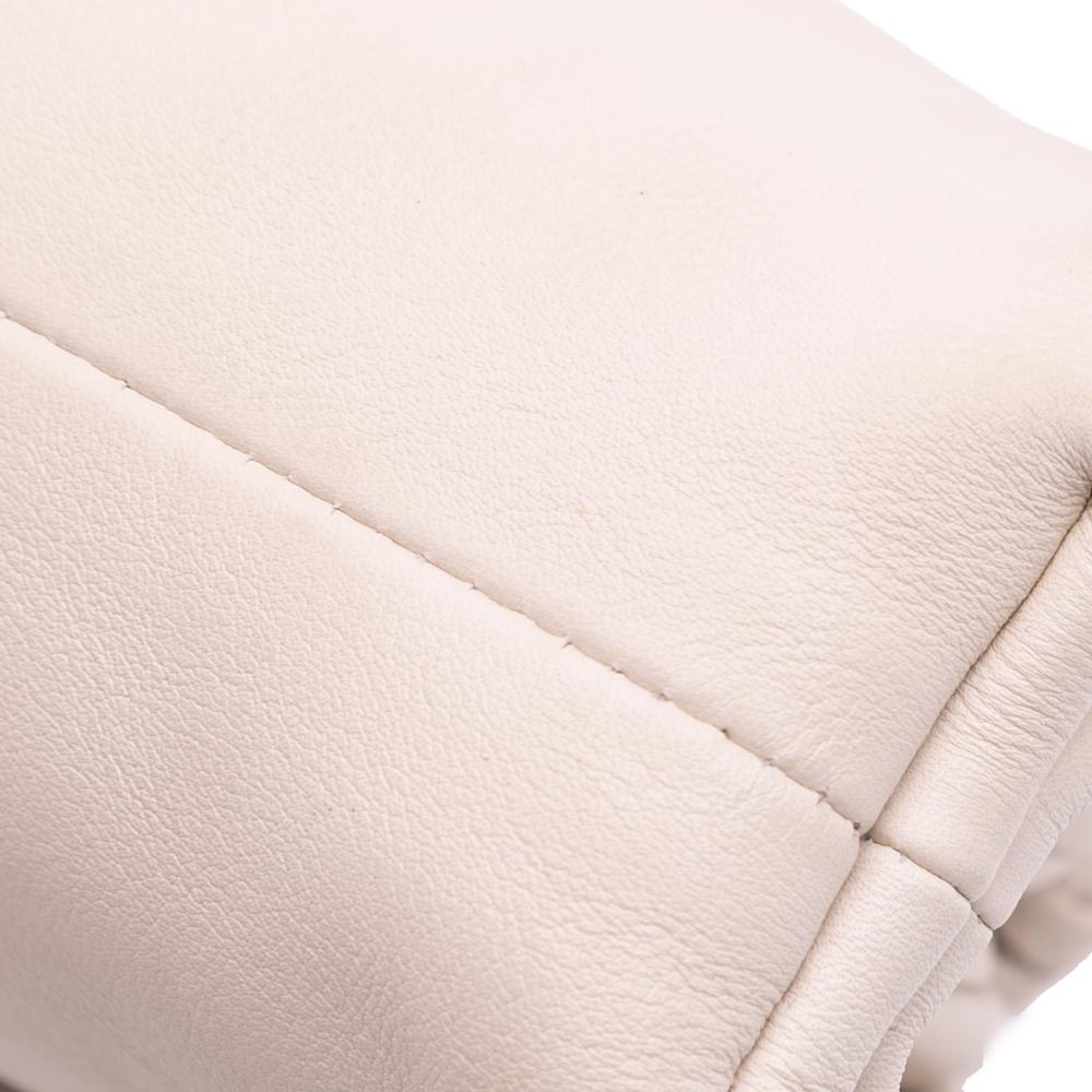 Bottega Veneta AB Bottega Veneta White Ivory Lambskin Leather Leather Lambskin The Mini Pouch Crossbody Italy