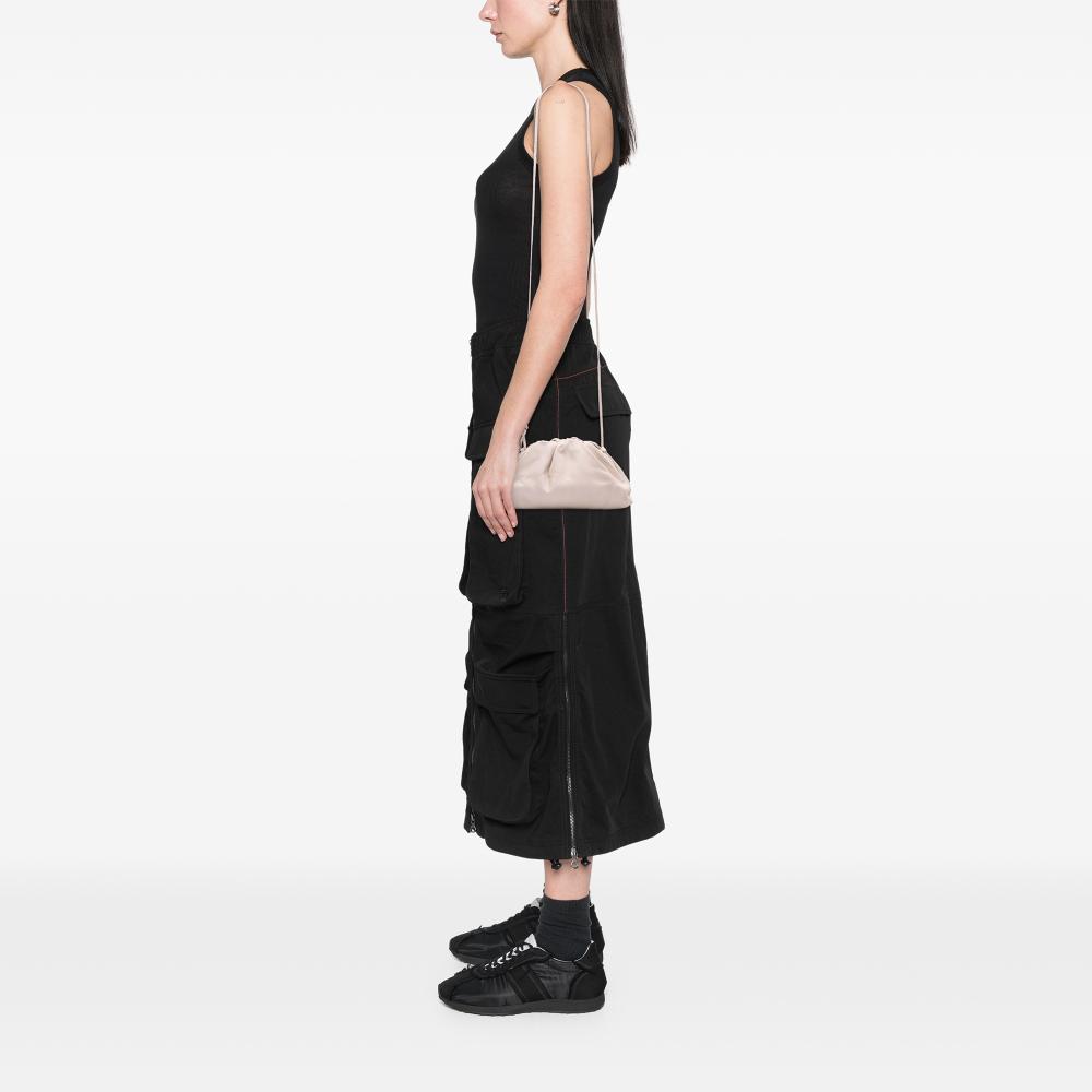 Bottega Veneta AB Bottega Veneta White Ivory Lambskin Leather Leather Lambskin The Mini Pouch Crossbody Italy