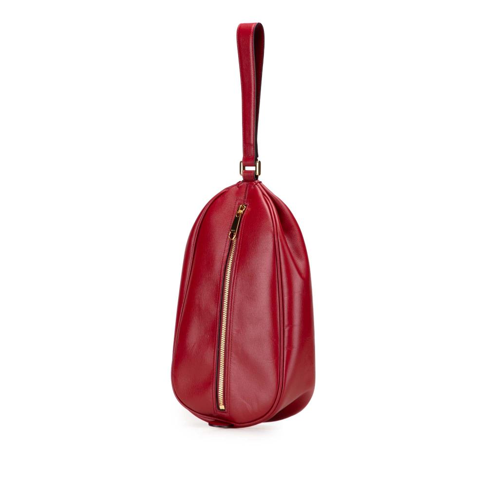 Gucci AB Gucci Red Calf Leather Interlocking G Oval Clutch Italy