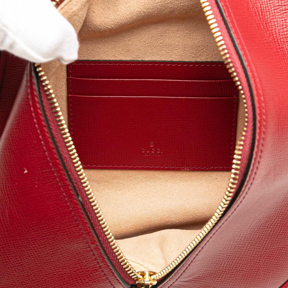 Gucci AB Gucci Red Calf Leather Interlocking G Oval Clutch Italy