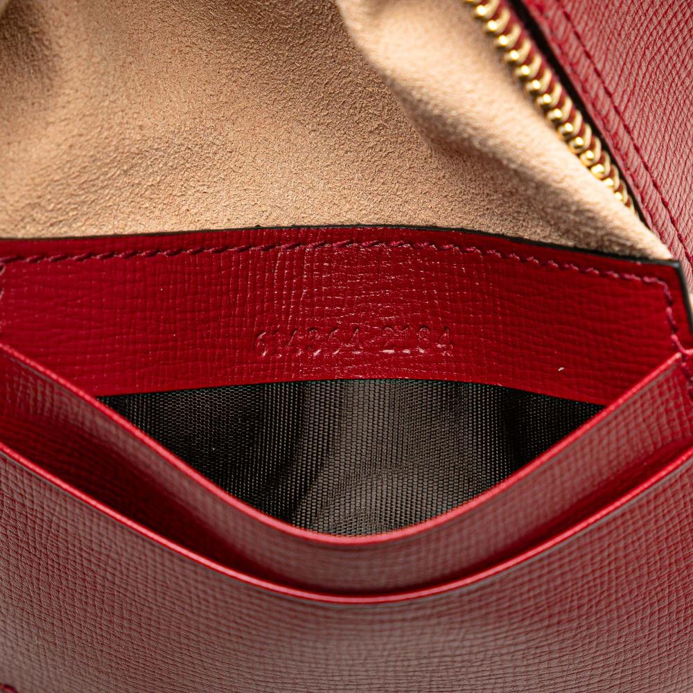 Gucci AB Gucci Red Calf Leather Interlocking G Oval Clutch Italy