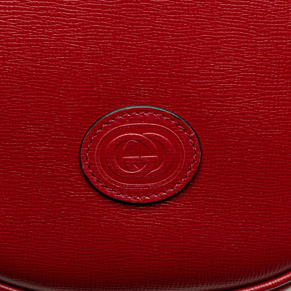 Gucci AB Gucci Red Calf Leather Interlocking G Oval Clutch Italy