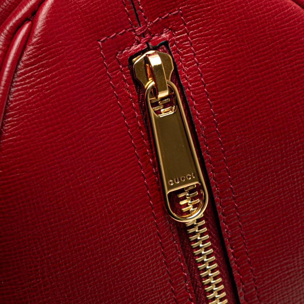 Gucci AB Gucci Red Calf Leather Interlocking G Oval Clutch Italy