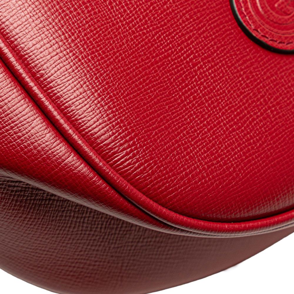 Gucci AB Gucci Red Calf Leather Interlocking G Oval Clutch Italy