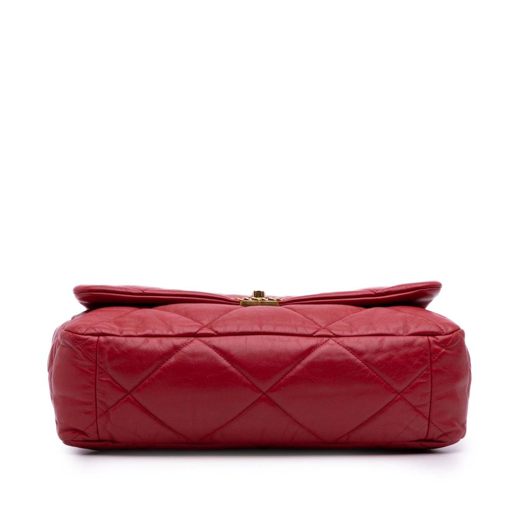 Chanel B Chanel Red Lambskin Leather Leather Maxi Lambskin 19 Flap Italy