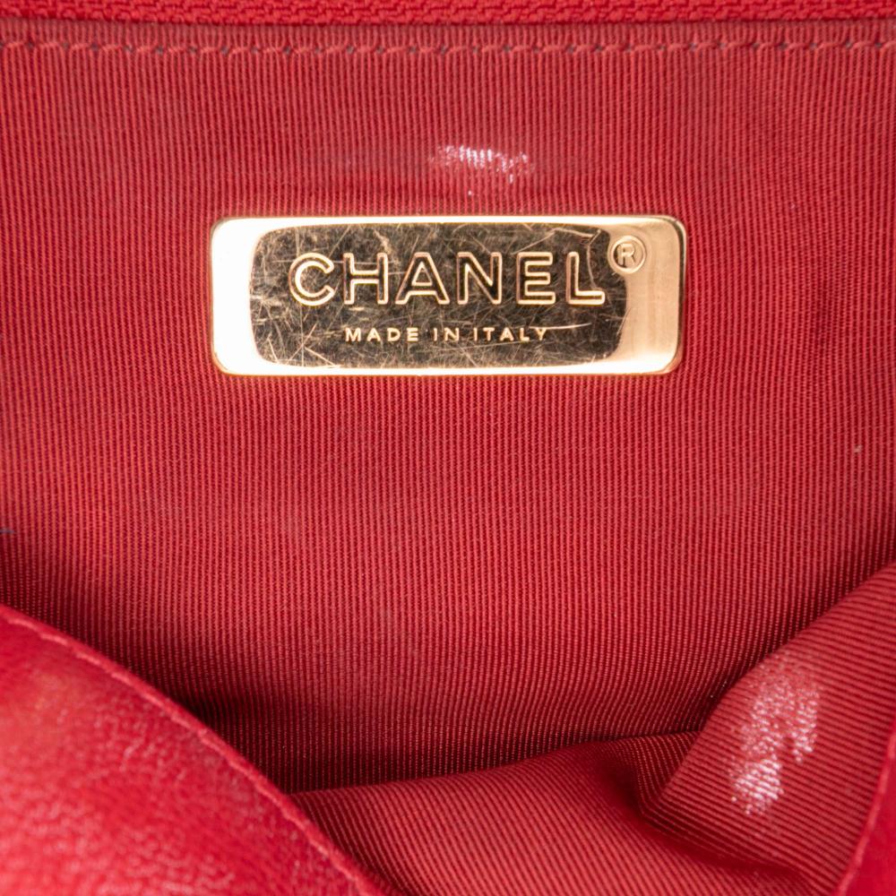 Chanel B Chanel Red Lambskin Leather Leather Maxi Lambskin 19 Flap Italy