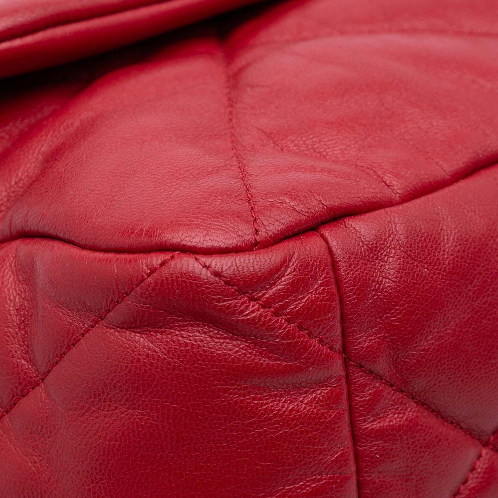 Chanel B Chanel Red Lambskin Leather Leather Maxi Lambskin 19 Flap Italy