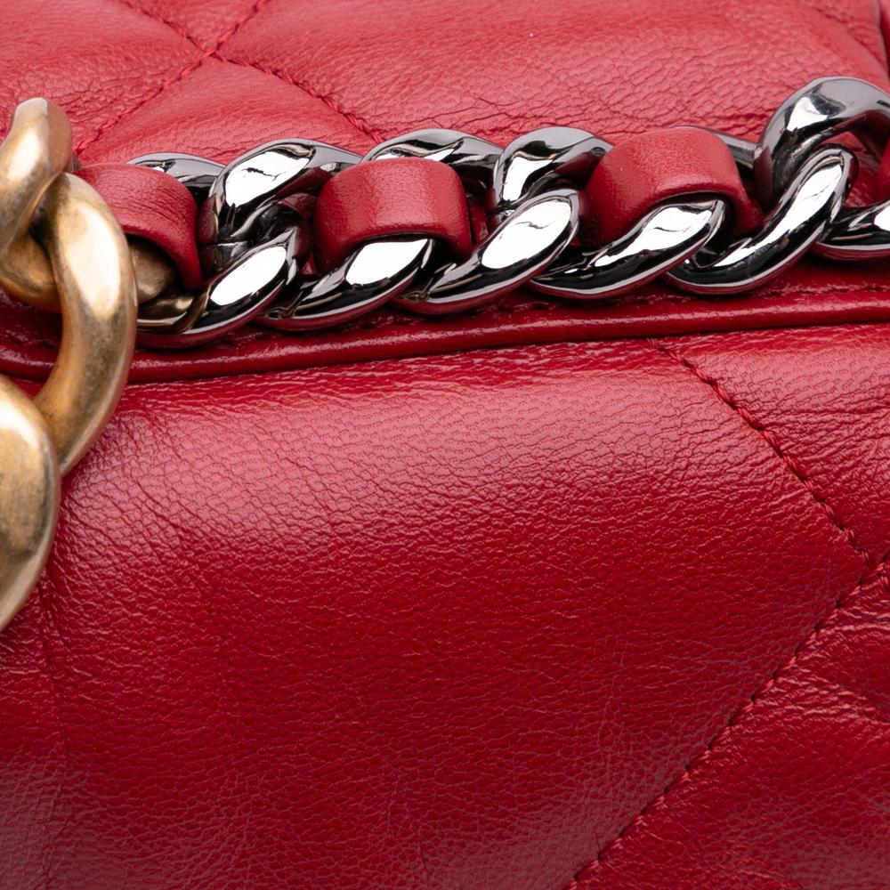 Chanel B Chanel Red Lambskin Leather Leather Maxi Lambskin 19 Flap Italy