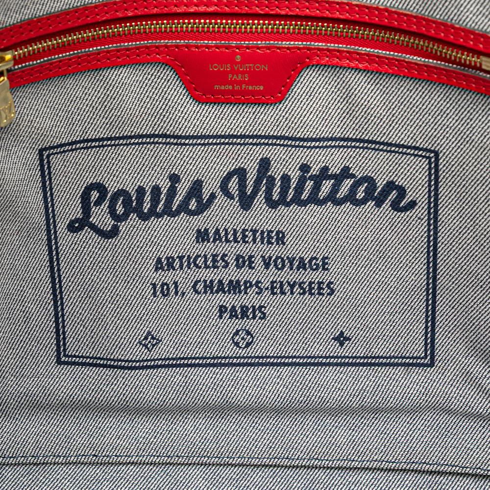 Louis Vuitton AB Louis Vuitton Blue with Red Denim Fabric Monogram Patchwork Neverfull MM France