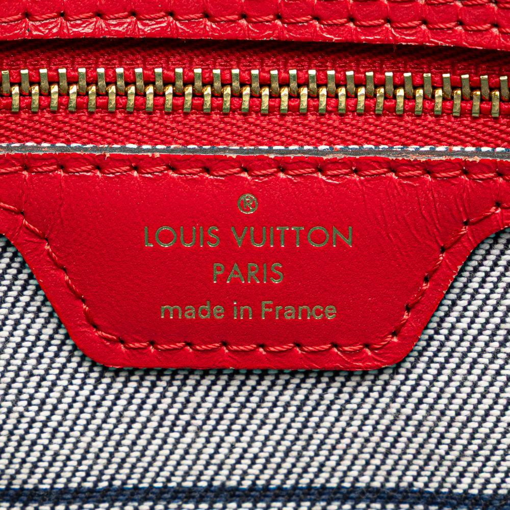 Louis Vuitton AB Louis Vuitton Blue with Red Denim Fabric Monogram Patchwork Neverfull MM France