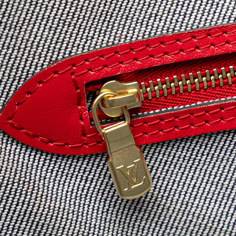 Louis Vuitton AB Louis Vuitton Blue with Red Denim Fabric Monogram Patchwork Neverfull MM France