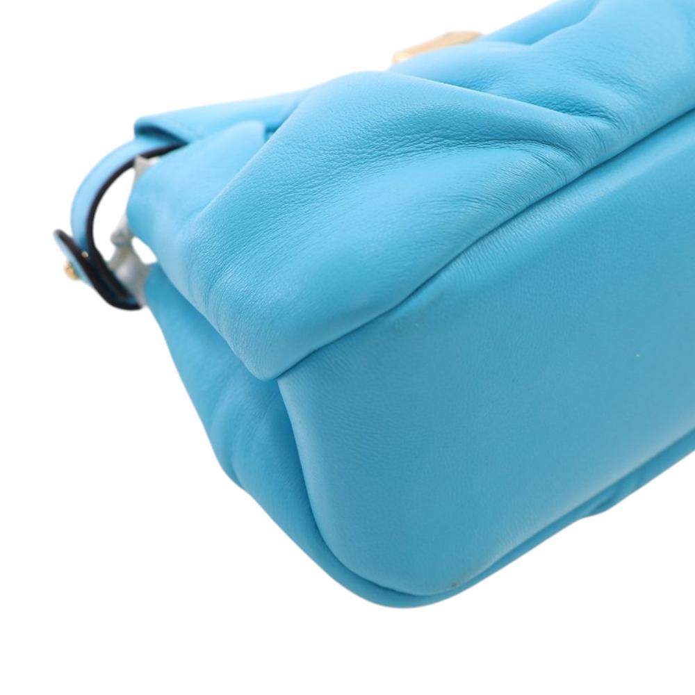 Fendi B Fendi Blue Light Blue Nappa Leather Leather Nappa Peekaboo Click Clutch On Strap Italy