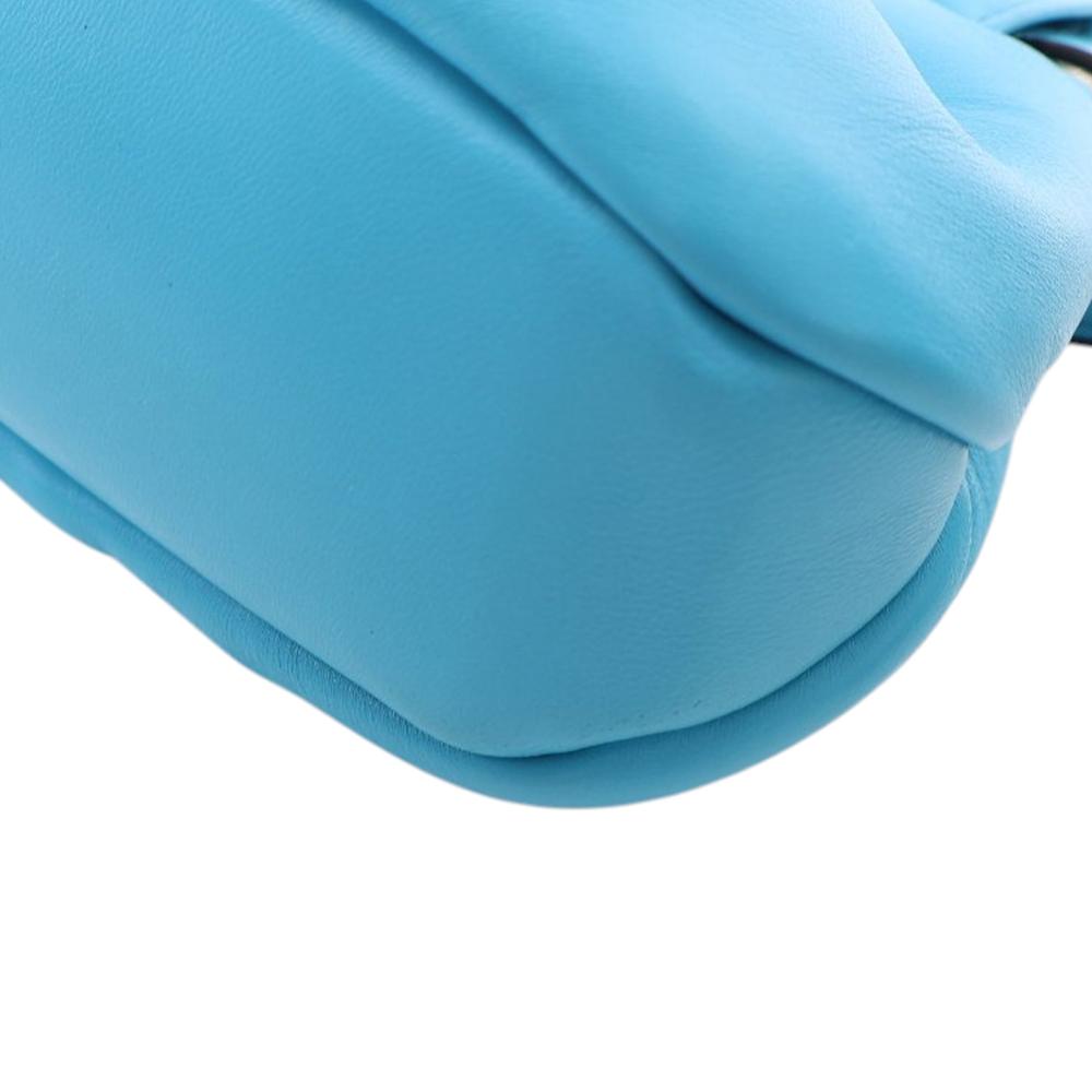 Fendi B Fendi Blue Light Blue Nappa Leather Leather Nappa Peekaboo Click Clutch On Strap Italy