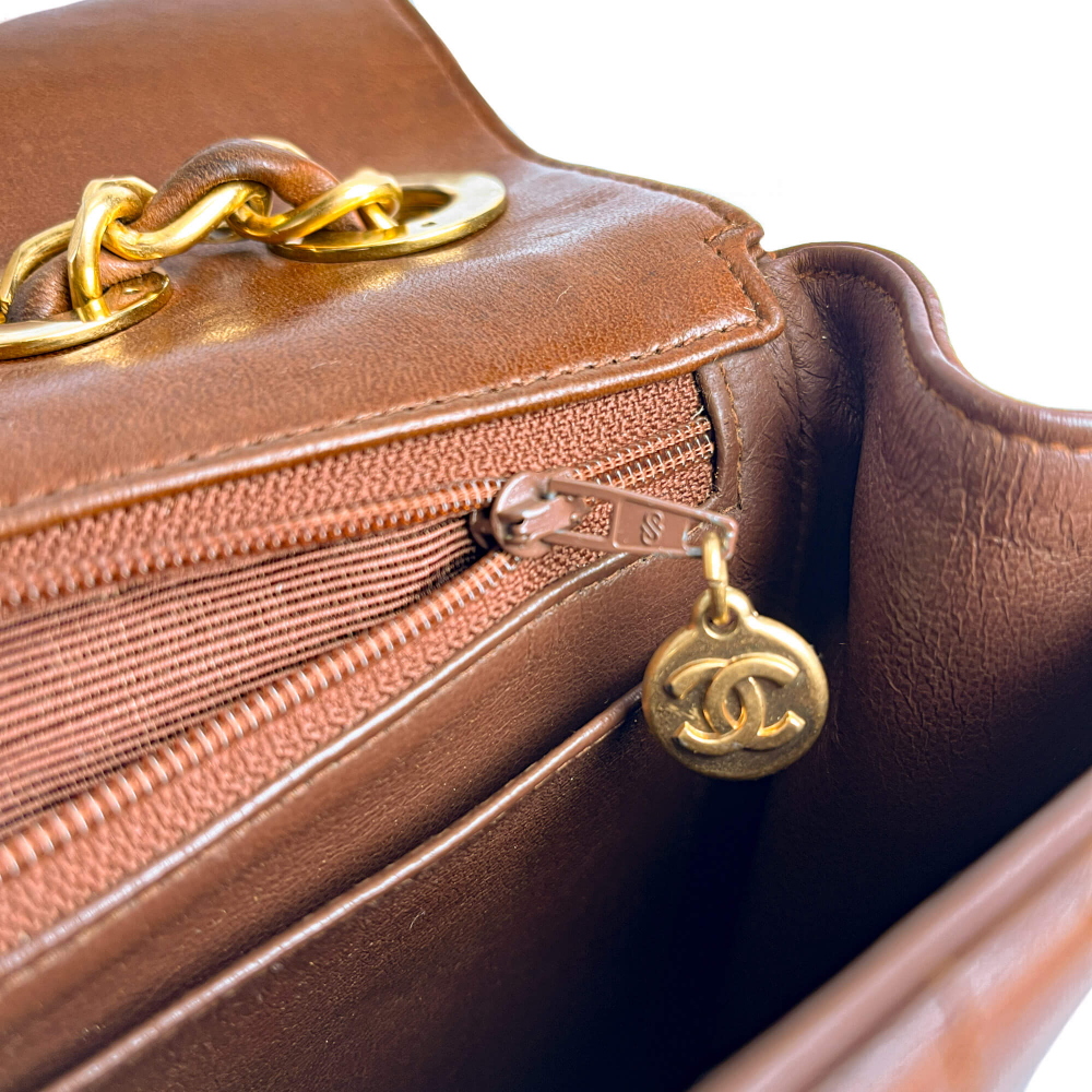 Chanel Mademoiselle Classic Flap Jumbo Lambskin Leather Shoulder Bag Brown