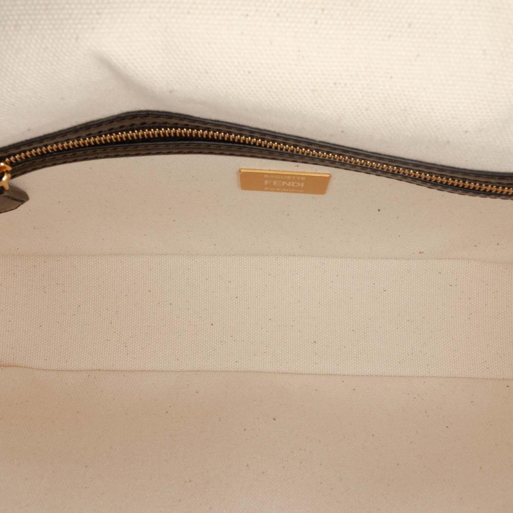 Fendi Brown Chinese Valentines Day Zucca Embroidered Canvas Baguette Satchel Italy