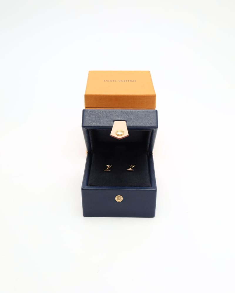 Louis Vuitton LV Volt Upside Down Stud Earrings, 18kt Yellow Gold