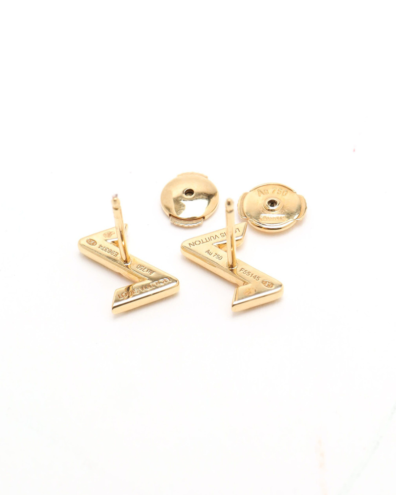Louis Vuitton LV Volt Upside Down Stud Earrings, 18kt Yellow Gold