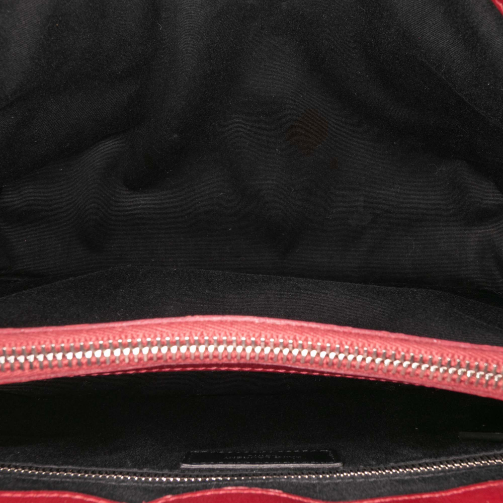 Saint Laurent Loulou Medium Leather Chevron Quilted Envelope Shoulder Bag Red