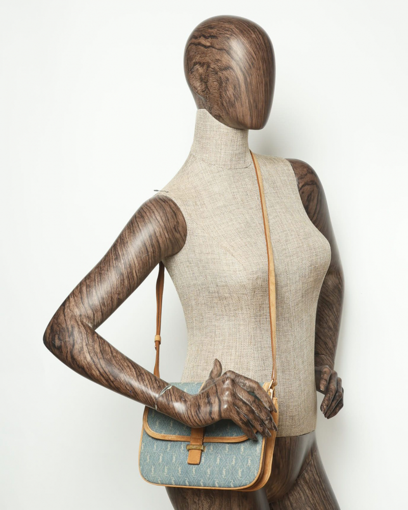 Saint Laurent Monogram Denim Crossbody Bag