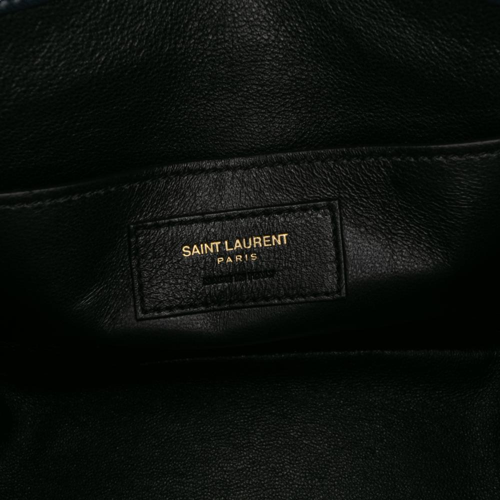 Saint Laurent B Saint Laurent Blue Navy Lambskin Leather Leather Medium Lambskin Monogram Vicky Chain Bag Italy