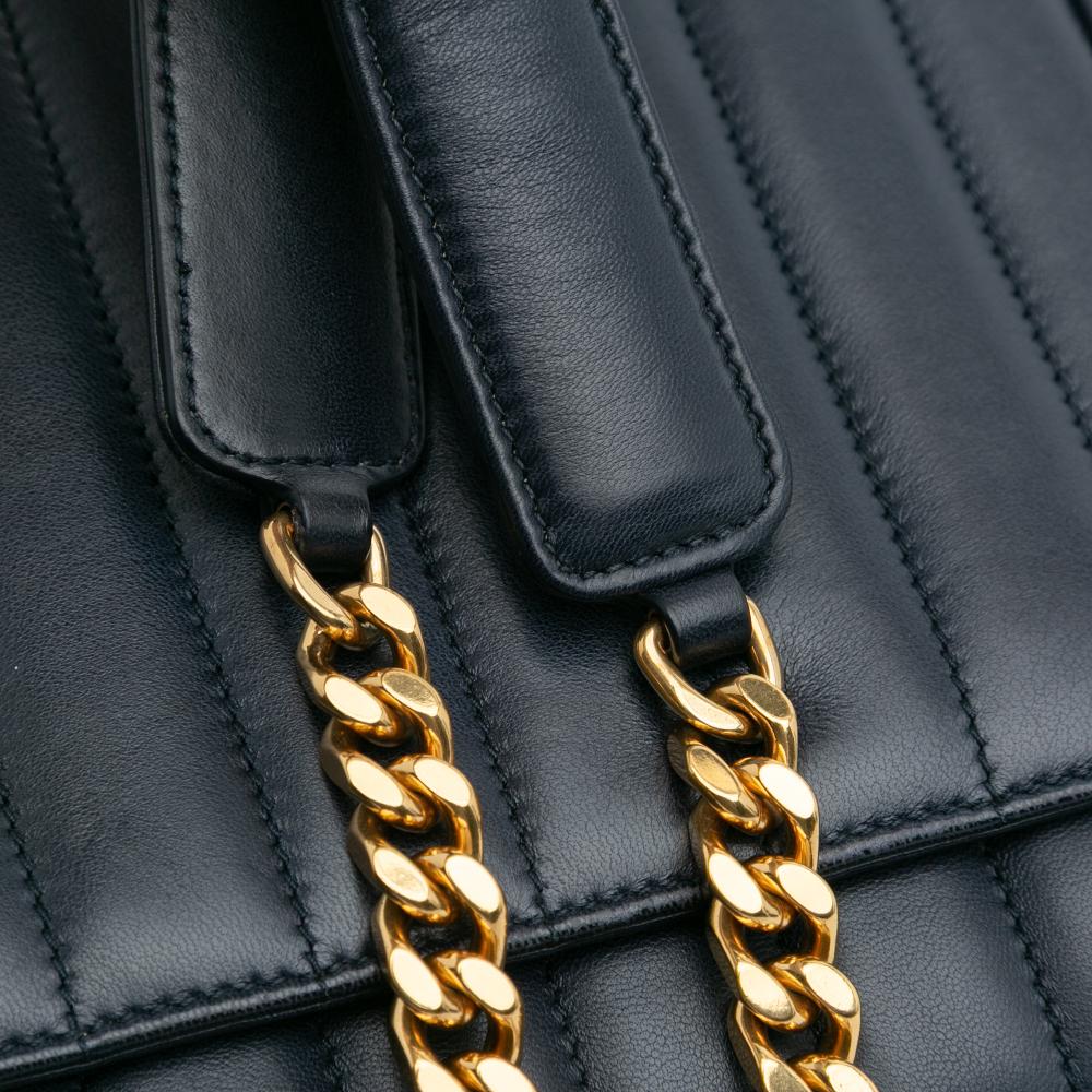 Saint Laurent B Saint Laurent Blue Navy Lambskin Leather Leather Medium Lambskin Monogram Vicky Chain Bag Italy