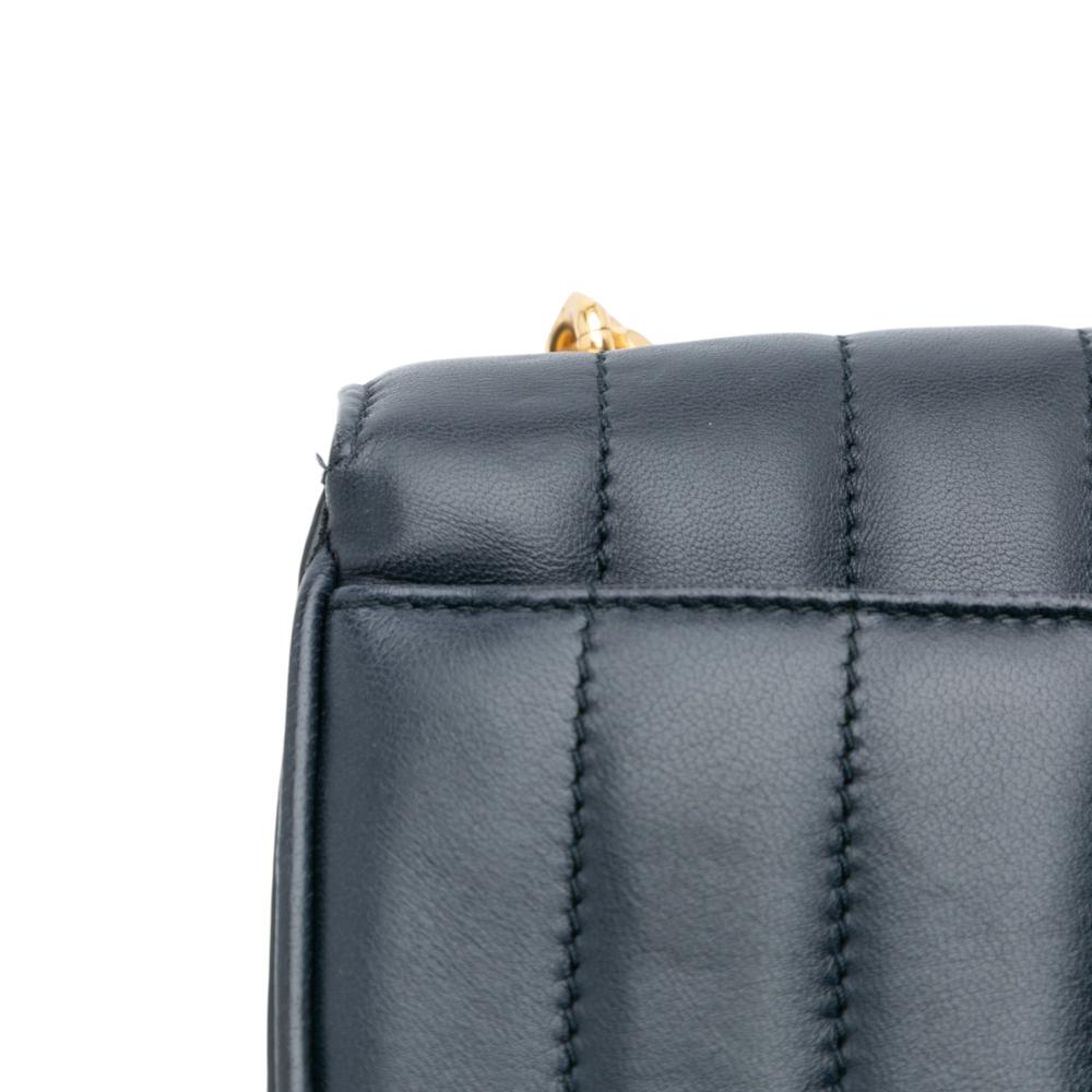 Saint Laurent B Saint Laurent Blue Navy Lambskin Leather Leather Medium Lambskin Monogram Vicky Chain Bag Italy