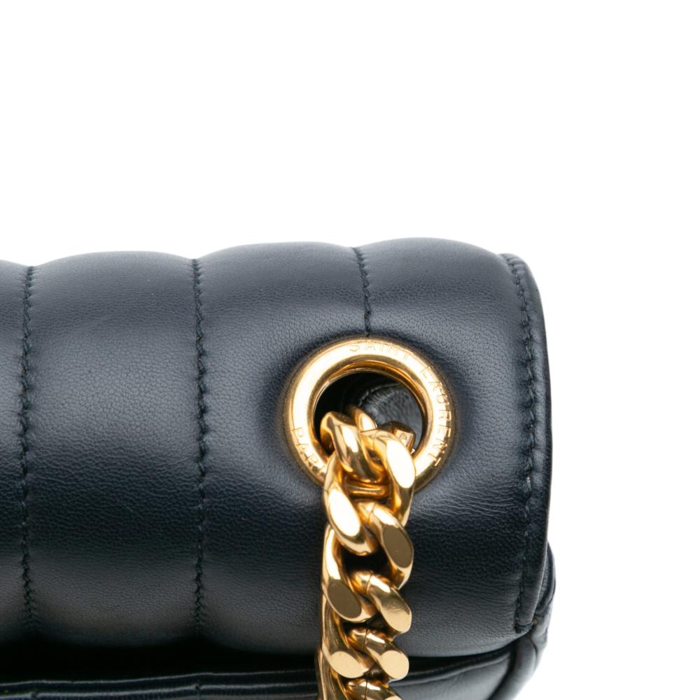 Saint Laurent B Saint Laurent Blue Navy Lambskin Leather Leather Medium Lambskin Monogram Vicky Chain Bag Italy