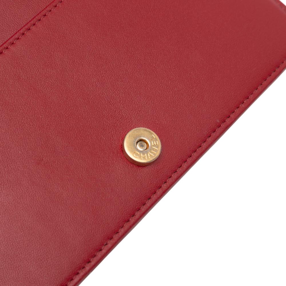 Chanel B Chanel Red Velvet Fabric CC Quilted Wallet on Chain Italy