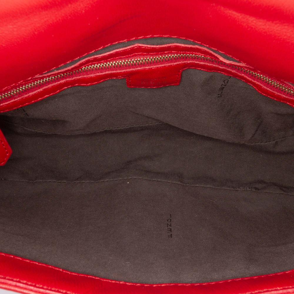 Fendi B Fendi Red Calf Leather Zucca Embossed Baguette Satchel Italy
