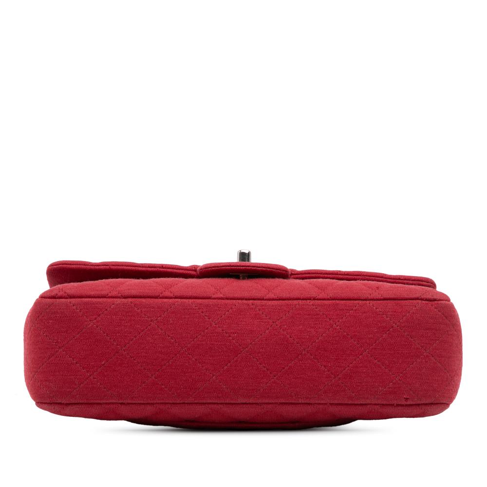 Chanel B Chanel Red Cotton Fabric Medium Classic Jersey Double Flap France