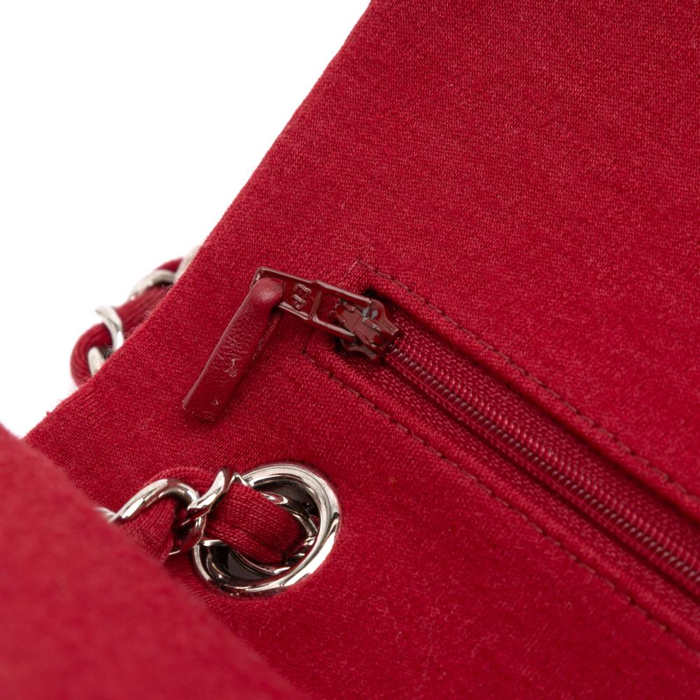 Chanel B Chanel Red Cotton Fabric Medium Classic Jersey Double Flap France