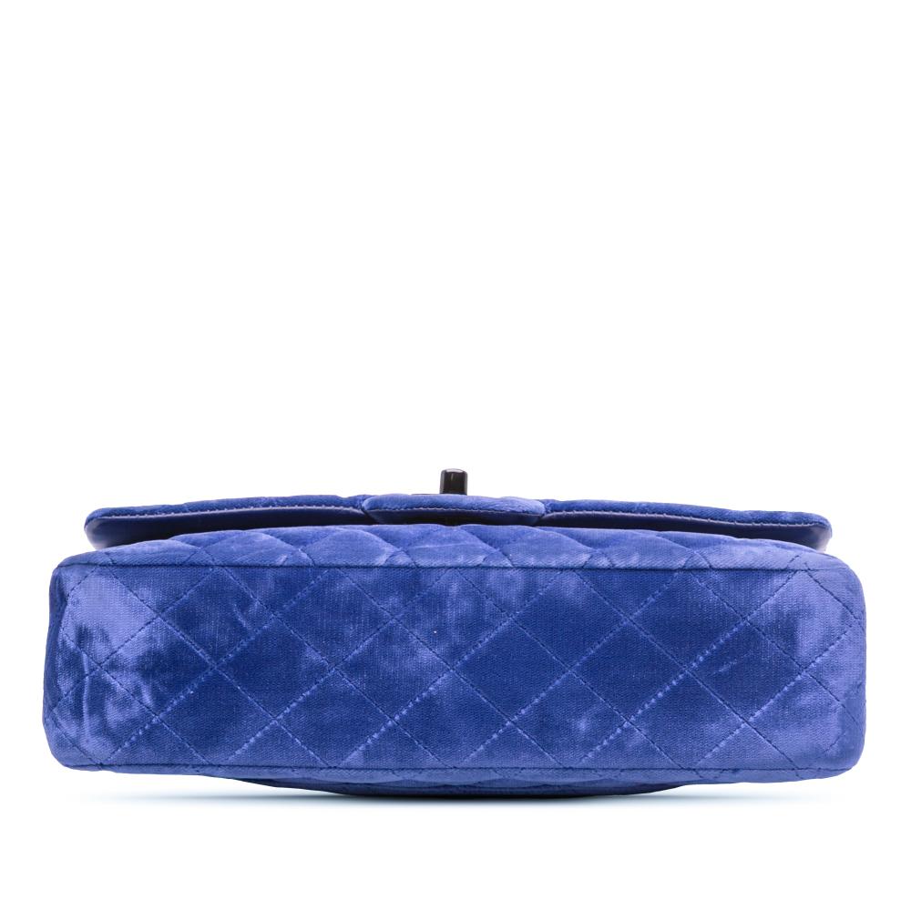 Chanel B Chanel Blue Velvet Fabric Medium Classic Double Flap France
