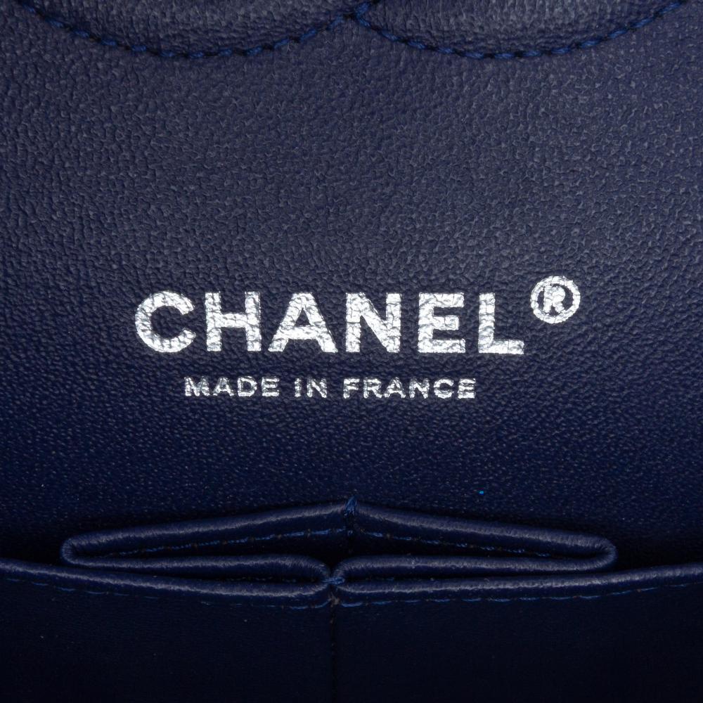 Chanel B Chanel Blue Velvet Fabric Medium Classic Double Flap France