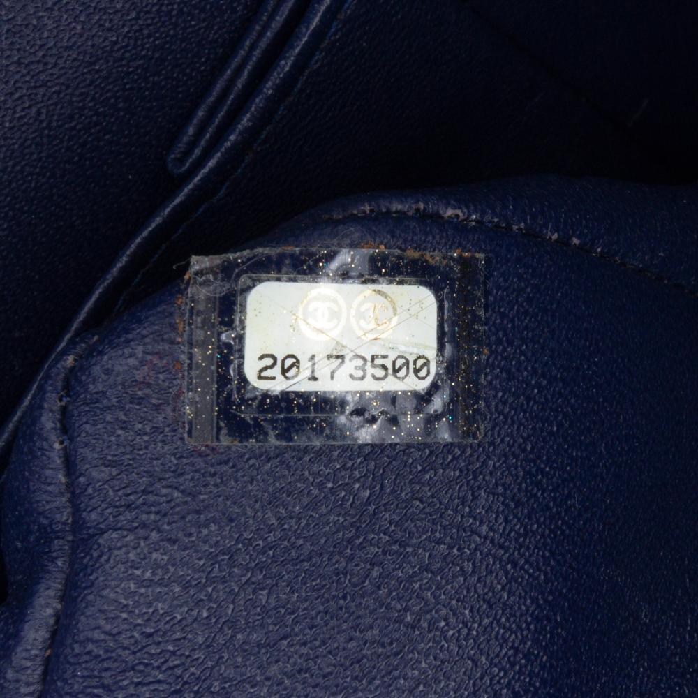 Chanel B Chanel Blue Velvet Fabric Medium Classic Double Flap France