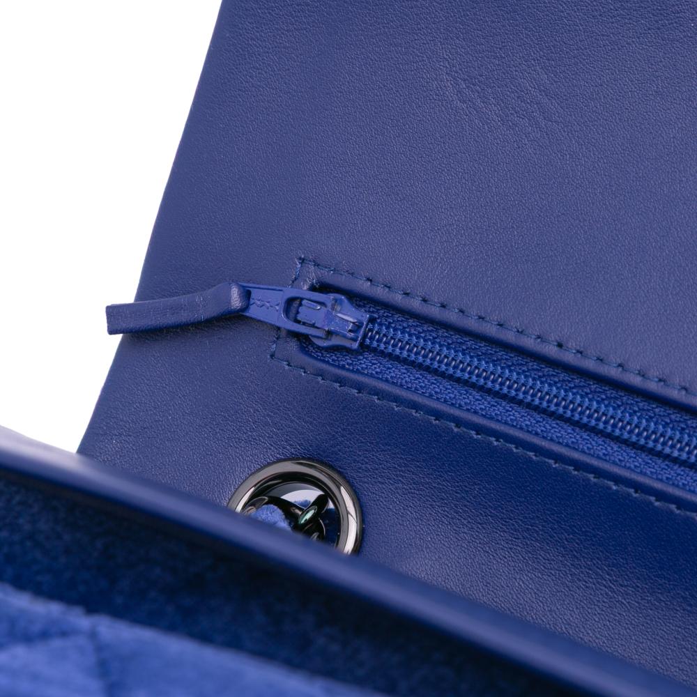 Chanel B Chanel Blue Velvet Fabric Medium Classic Double Flap France