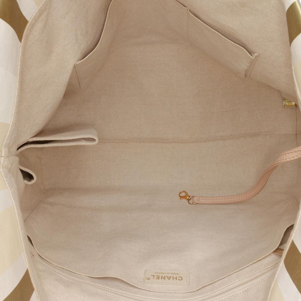 Chanel B Chanel Brown Beige Canvas Fabric Floral Shopping Tote France