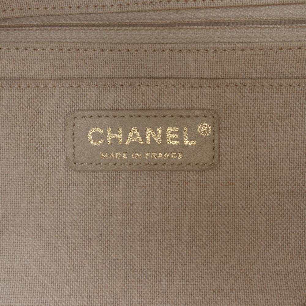 Chanel B Chanel Brown Beige Canvas Fabric Floral Shopping Tote France