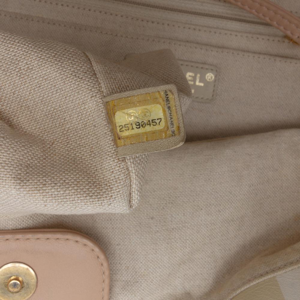 Chanel B Chanel Brown Beige Canvas Fabric Floral Shopping Tote France