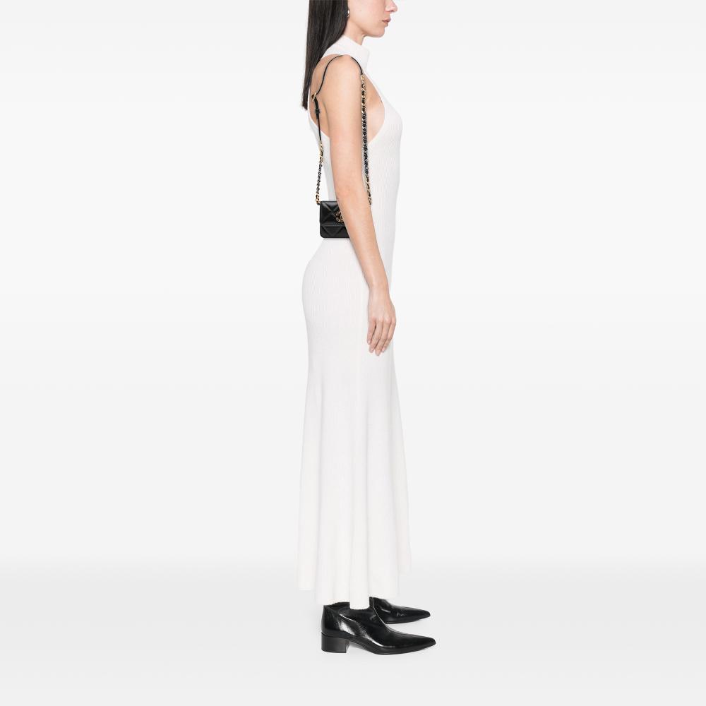 Chanel AB Chanel Black Lambskin Leather Leather Quilted Lambskin 19 Flap Coin Purse With Chain Italy