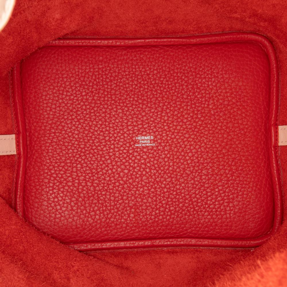 Hermès B Hermès Red Calf Leather Bicolor Clemence and Swift Picotin Lock 22 France