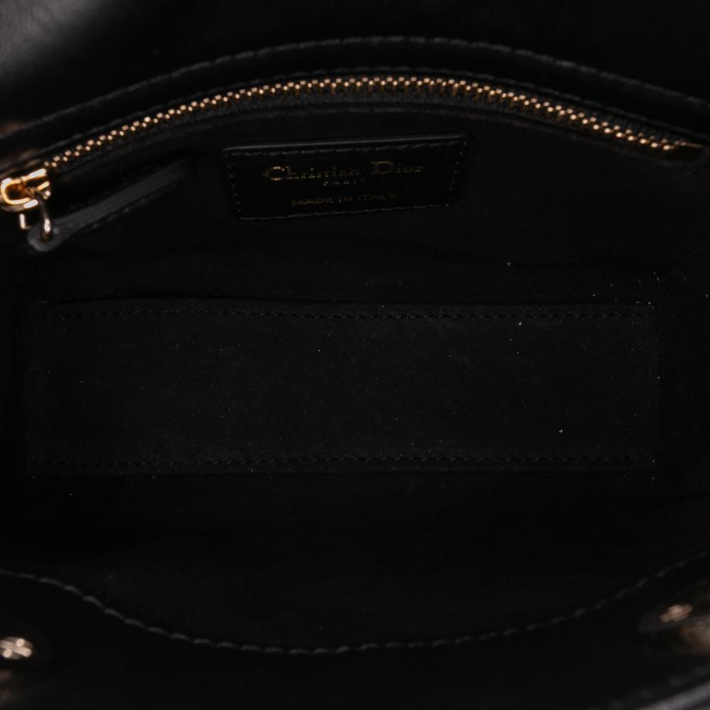 Christian Dior B Dior Black Calf Leather Niki De Saint Phalle Mini skin Heart Lady Dior Italy