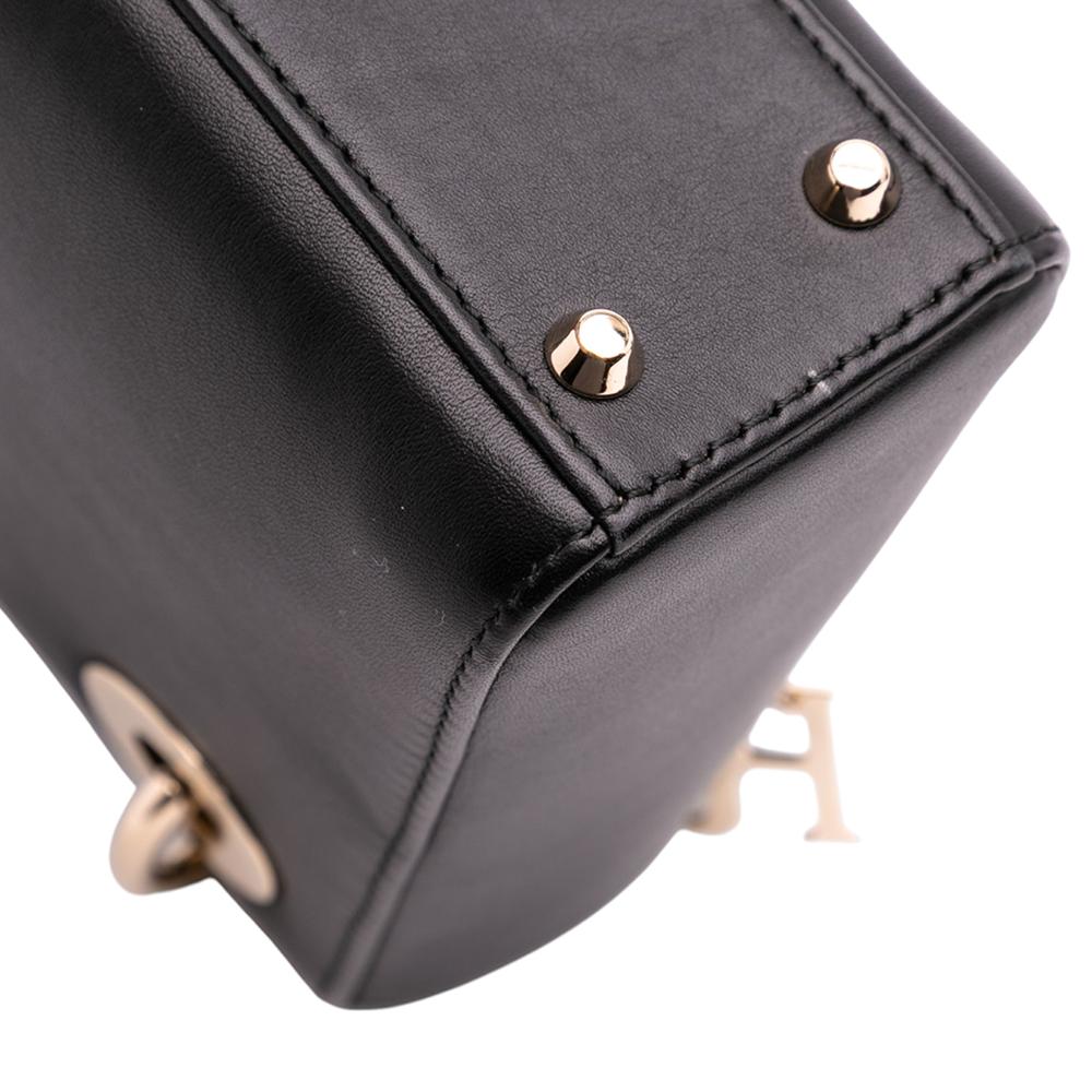 Christian Dior B Dior Black Calf Leather Niki De Saint Phalle Mini skin Heart Lady Dior Italy