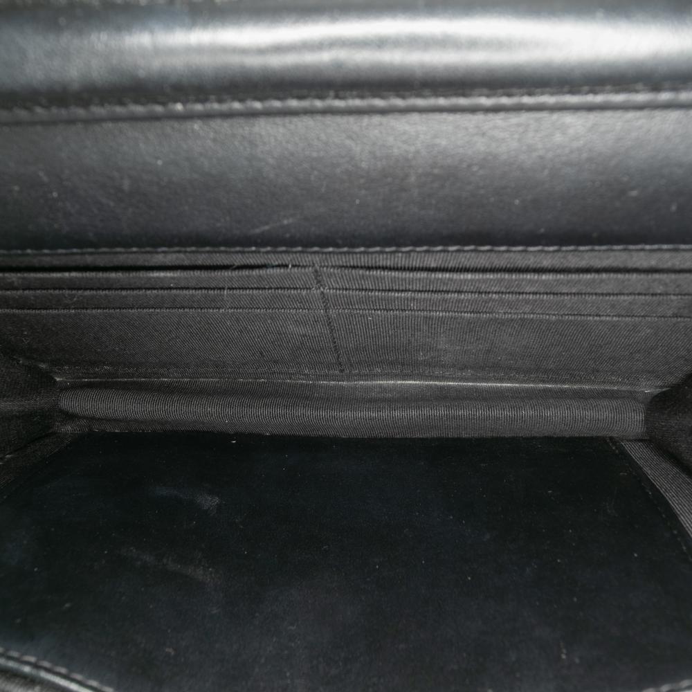 Chanel B Chanel Black Calf Leather Chevron Aged skin Gabrielle Wallet On Chain Italy