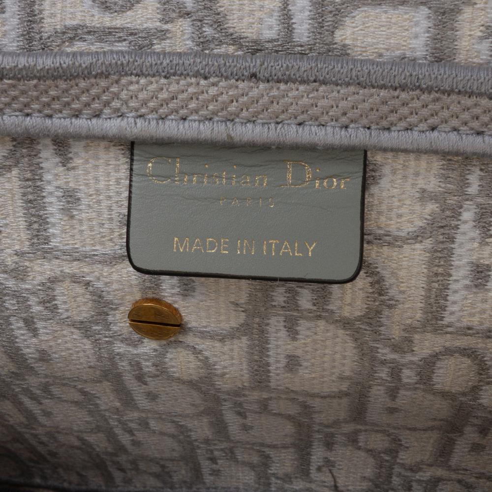 Christian Dior B Dior Gray Canvas Fabric Oblique Embroidered Saddle Bag Italy