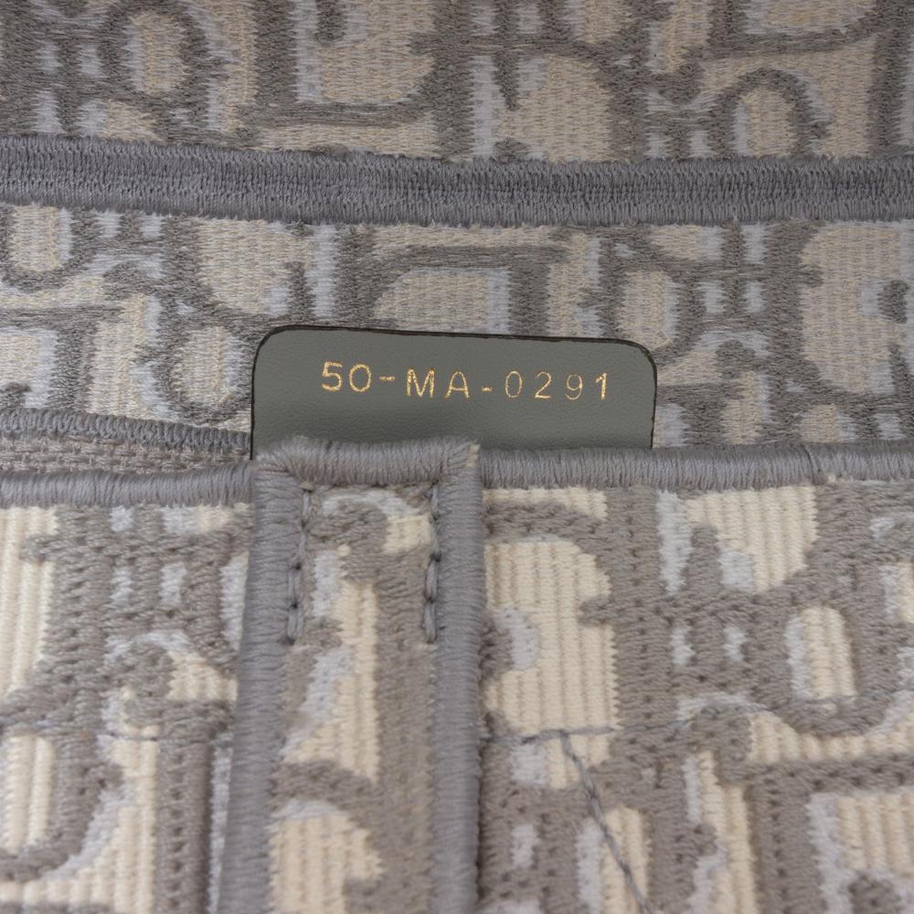 Christian Dior B Dior Gray Canvas Fabric Oblique Embroidered Saddle Bag Italy