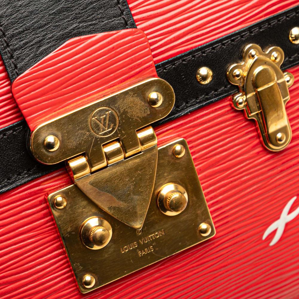 Louis Vuitton B Louis Vuitton Red with Black Epi Leather Leather Epi Trunk Clutch France